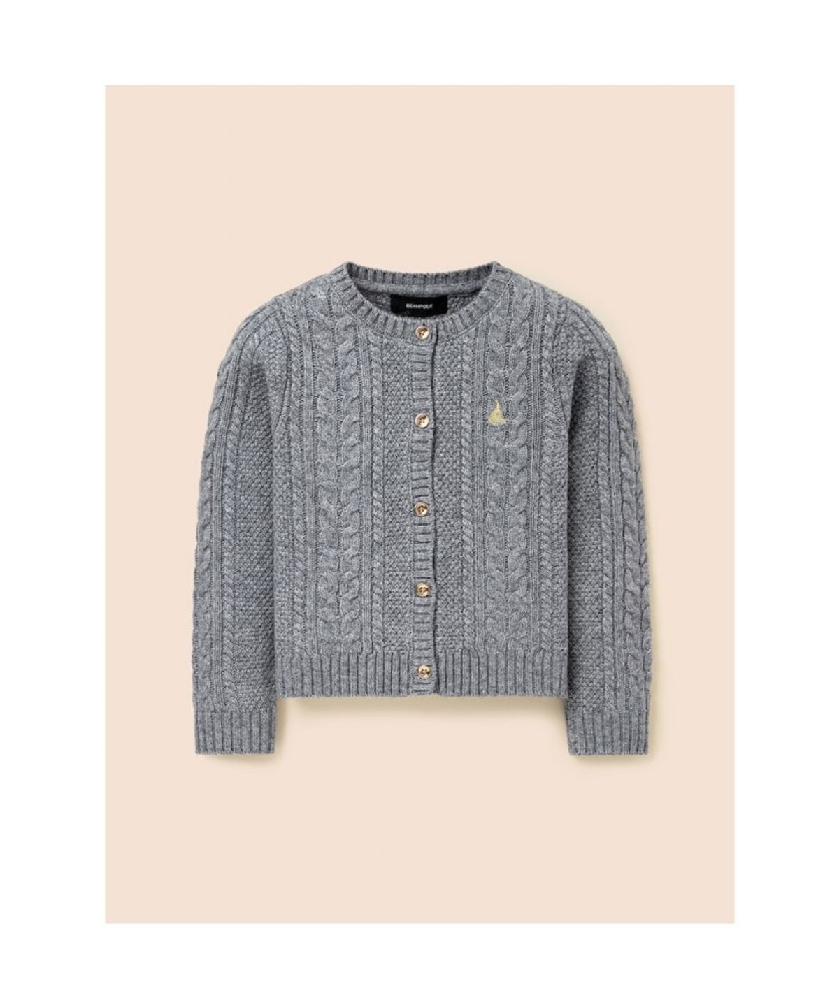 빈폴 키즈(BEANPOLE KIDS) [Essential] 여아 울혼방 케이블 카디건  그레이 (BI5X5AGE13)