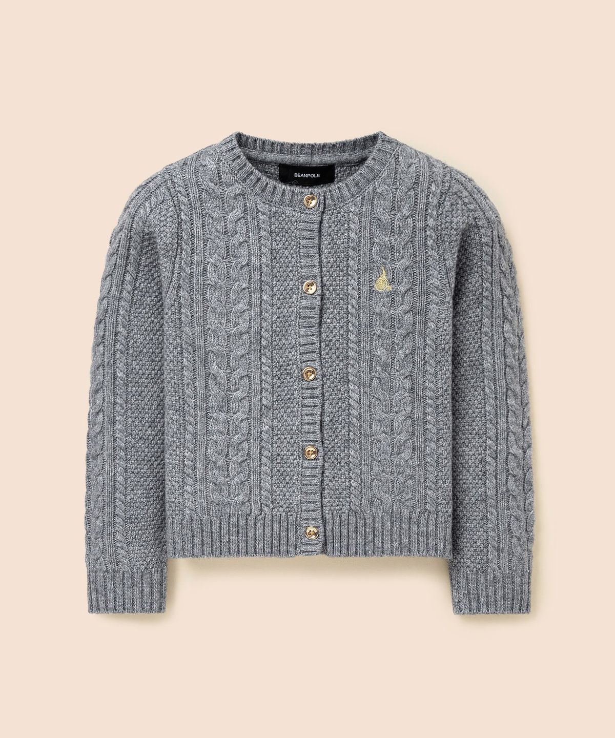 빈폴 키즈(BEANPOLE KIDS) [Essential] 여아 울혼방 케이블 카디건  그레이 (BI5X5AGE13)