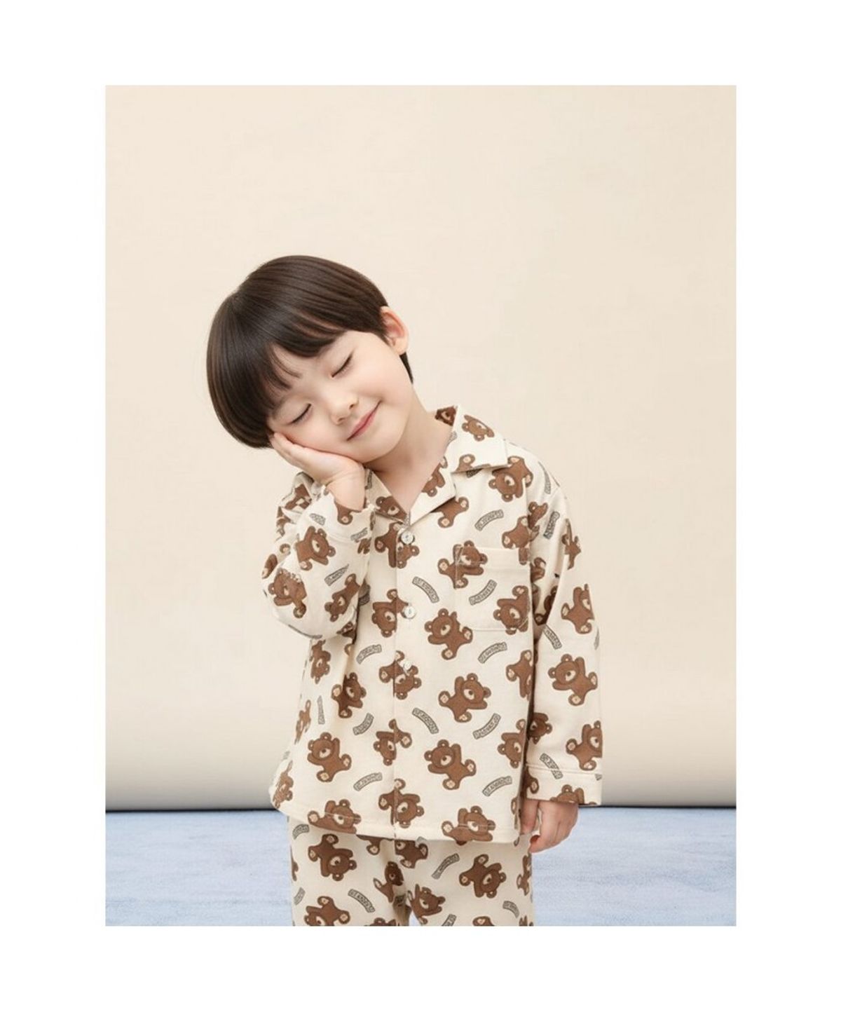 빈폴 키즈(BEANPOLE KIDS) 곰돌이 폴키 파자마 2PCS 상하 세트  아이보리 (BI5X41U060) (BI5X41U060)