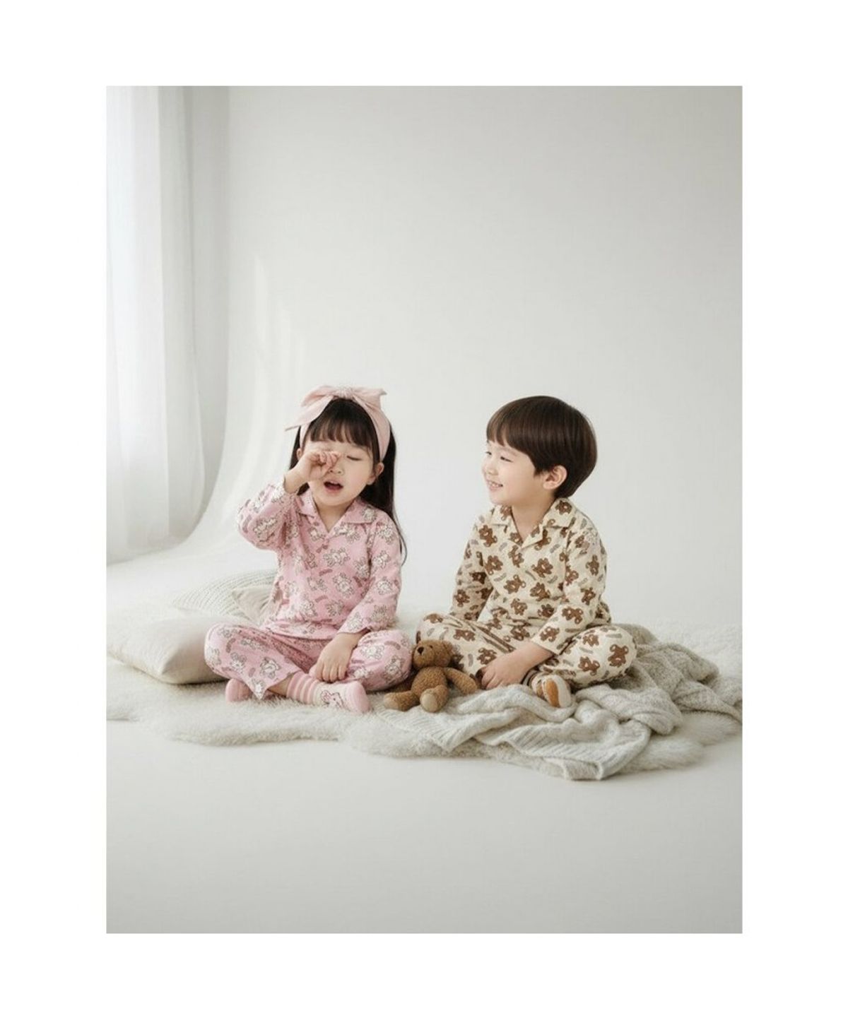 빈폴 키즈(BEANPOLE KIDS) 곰돌이 폴키 파자마 2PCS 상하 세트  아이보리 (BI5X41U060) (BI5X41U060)
