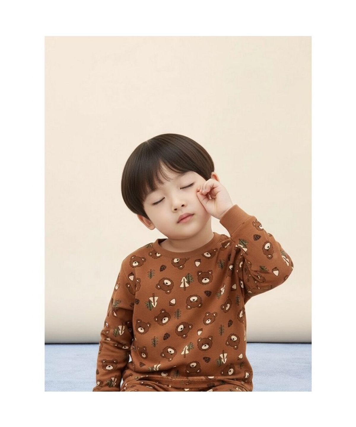 빈폴 키즈(BEANPOLE KIDS) 곰돌이 폴키 실내복 2PCS 상하 세트  브릭 (BI5X41U07C)