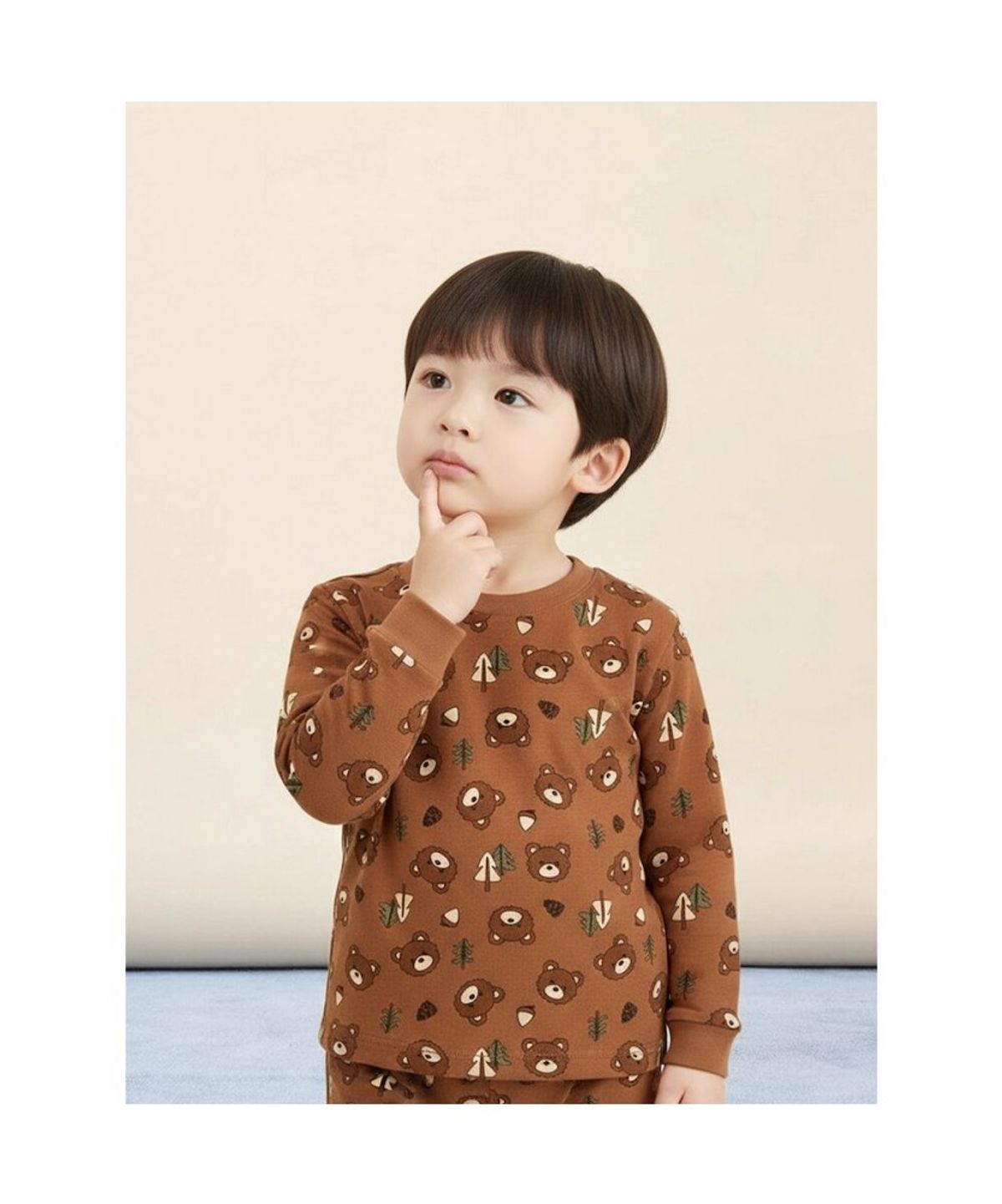 빈폴 키즈(BEANPOLE KIDS) 곰돌이 폴키 실내복 2PCS 상하 세트  브릭 (BI5X41U07C)