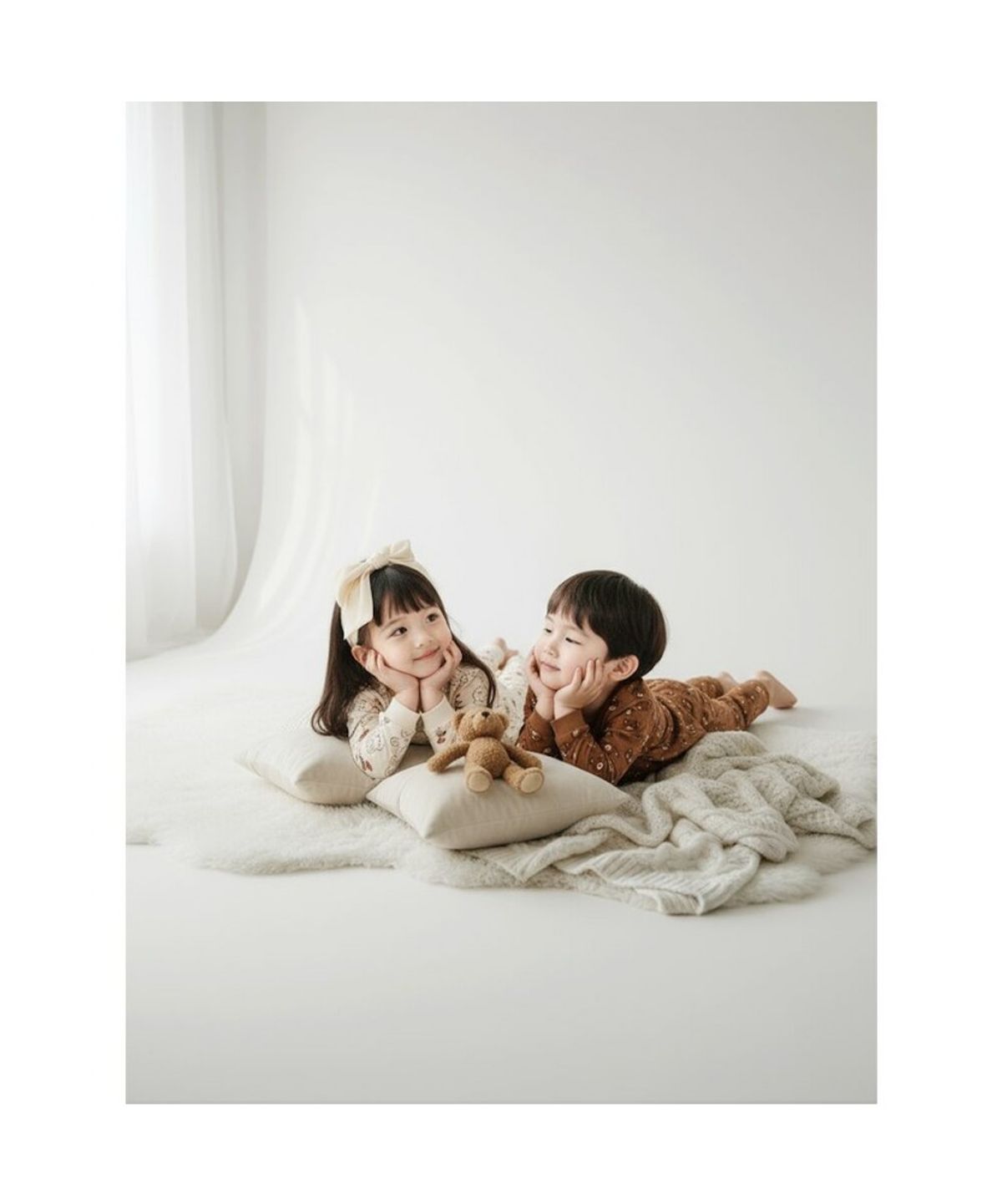 빈폴 키즈(BEANPOLE KIDS) 곰돌이 폴키 실내복 2PCS 상하 세트  브릭 (BI5X41U07C)