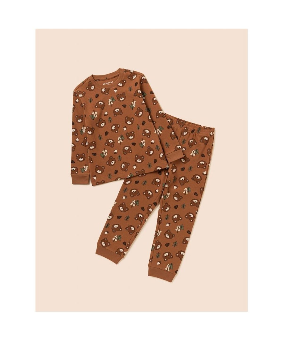 빈폴 키즈(BEANPOLE KIDS) 곰돌이 폴키 실내복 2PCS 상하 세트  브릭 (BI5X41U07C)
