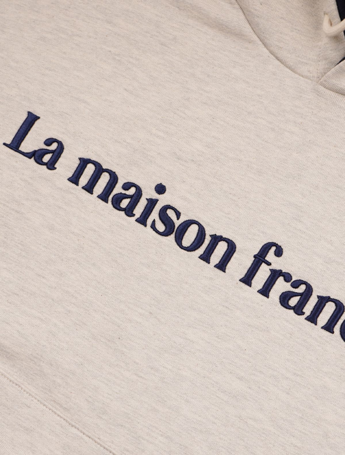 라 메종 스튜디오(LA MAISON STUDIO) [기모선택]오버핏 후드 배색 엠보자수 후드 오트밀(FCF3TS645M)