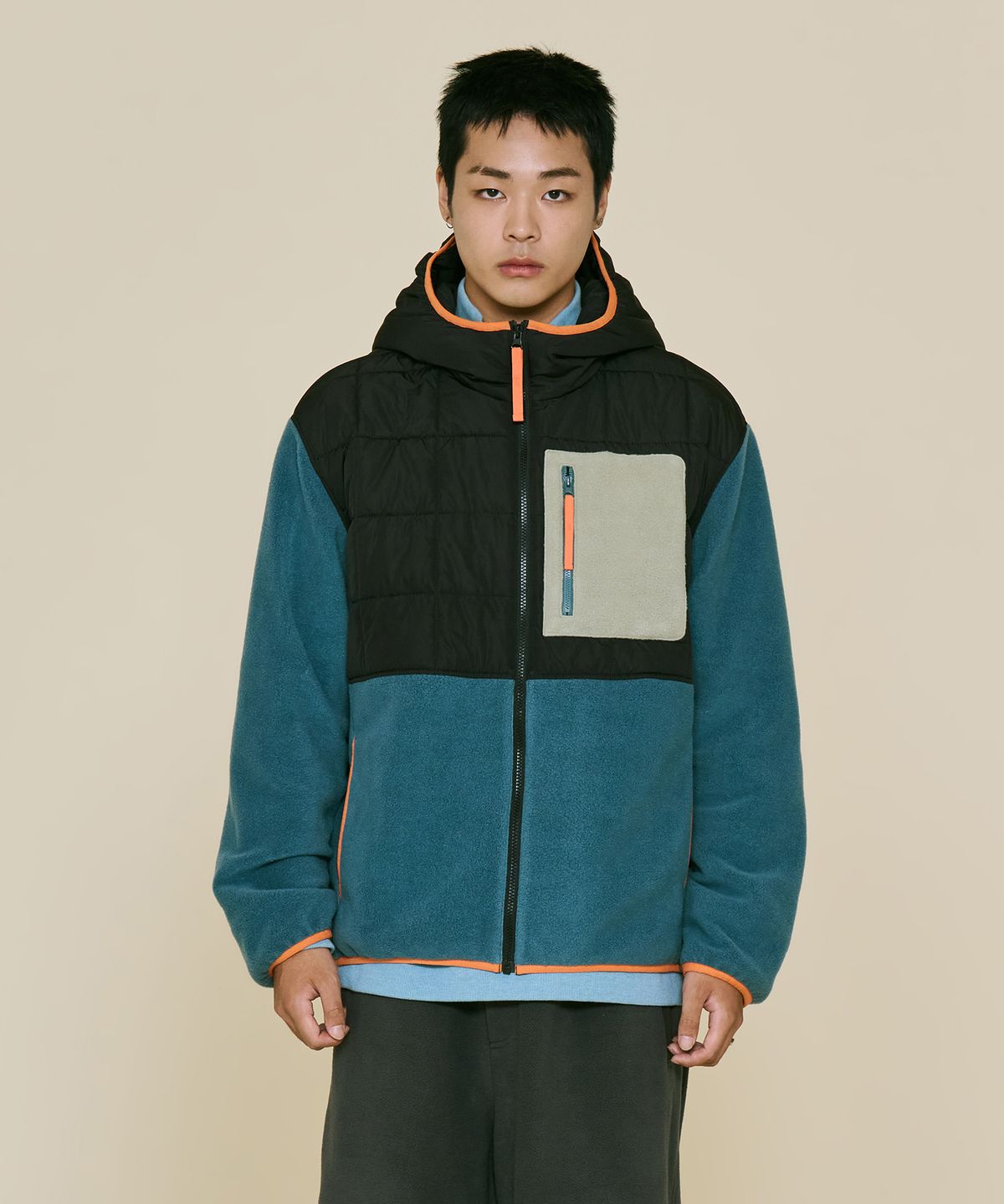 논타입(NONTYPE) QUILTED FLEECE BOMBER (PEACOCK GREEN)
