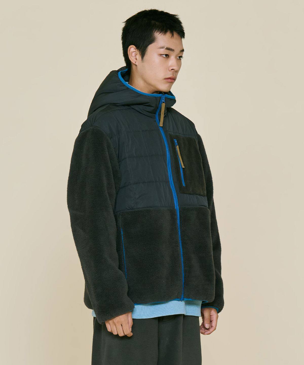 논타입(NONTYPE) QUILTED FLEECE BOMBER (BLACK)