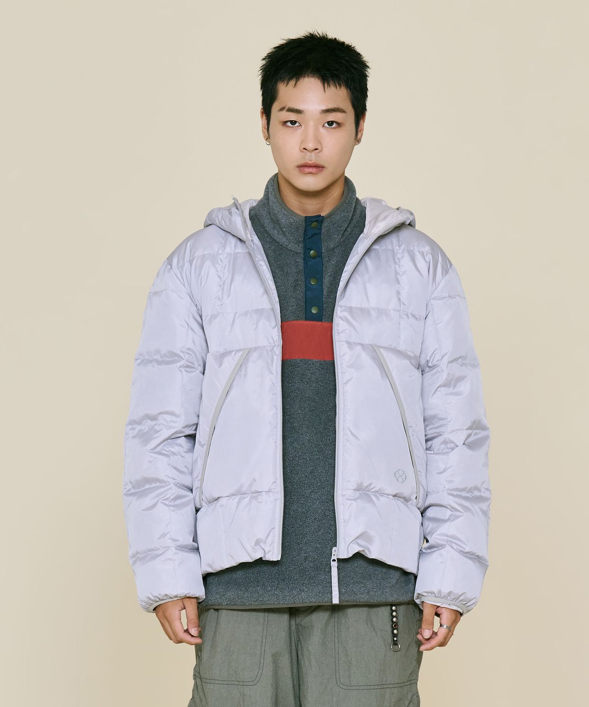 논타입(NONTYPE) BLOCK SHELL DOWN JUMPER (GREY)