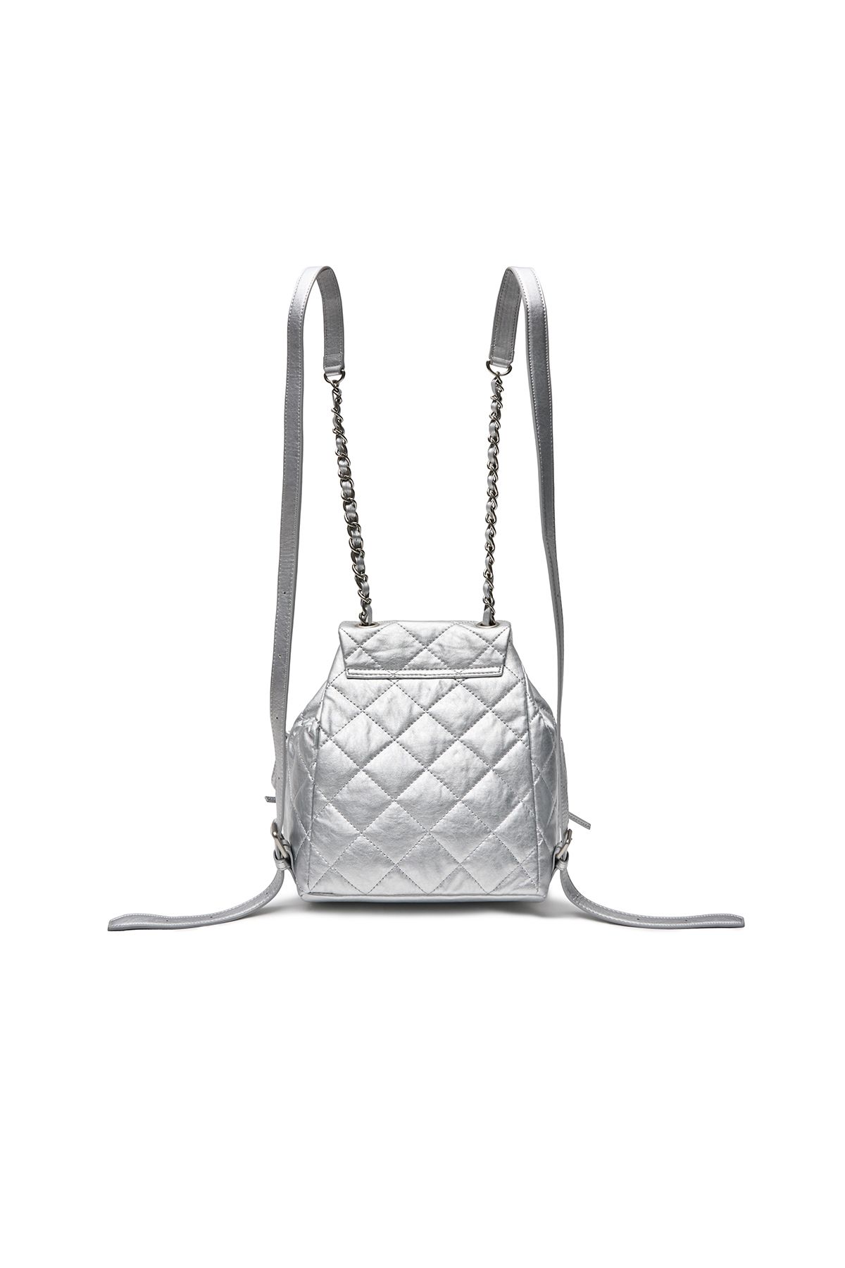 MUSINSA | MATIN KIM DOUBLE POCKET QUILTING MINI BACKPACK IN SILVER