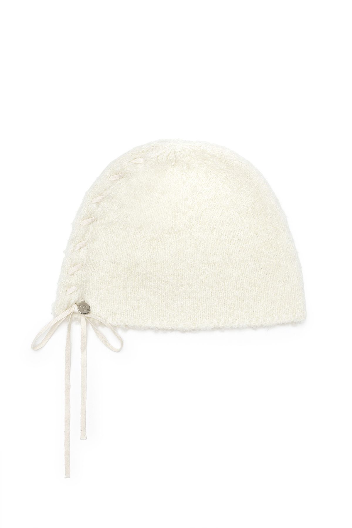 MUSINSA公式 | MATIN KIM RIBBON TIE KNIT BEANIE IN IVORY