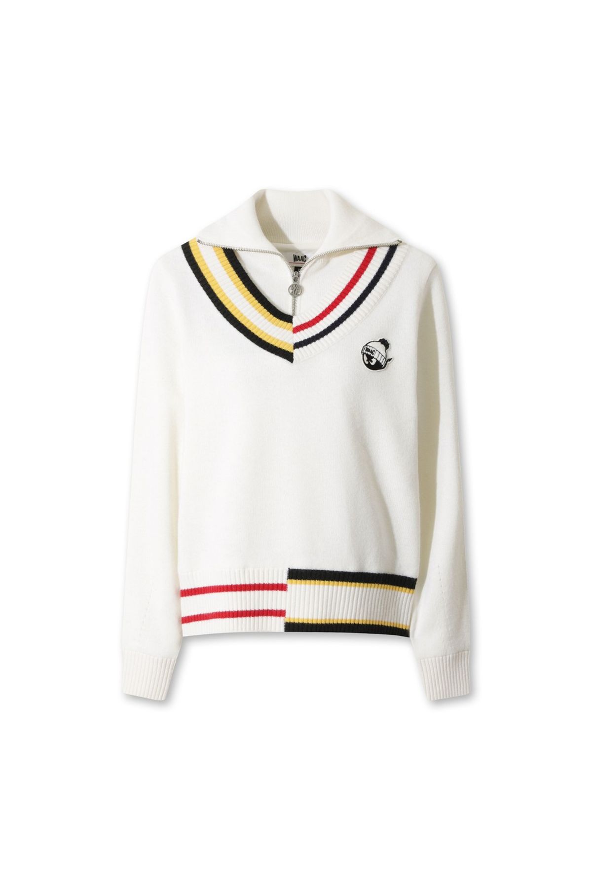 왁(WAAC) Women Asymmetrical Rib Quarter-Zip Sweater WWWAW25705IVX