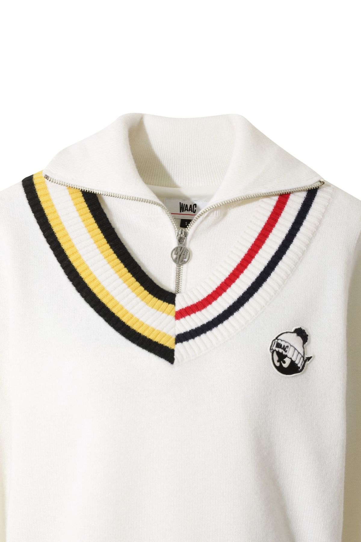 왁(WAAC) Women Asymmetrical Rib Quarter-Zip Sweater WWWAW25705IVX