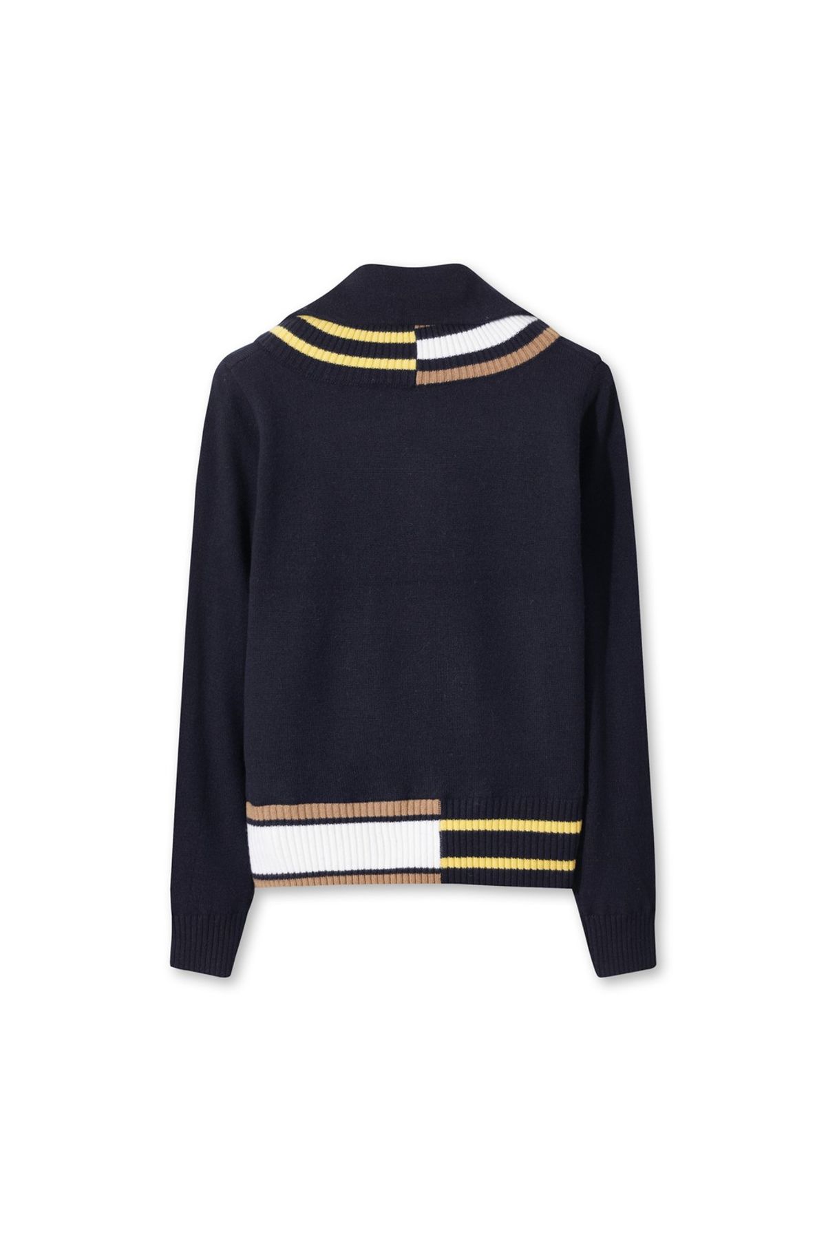 왁(WAAC) Women Asymmetrical Rib Quarter-Zip Sweater WWWAW25705NYD