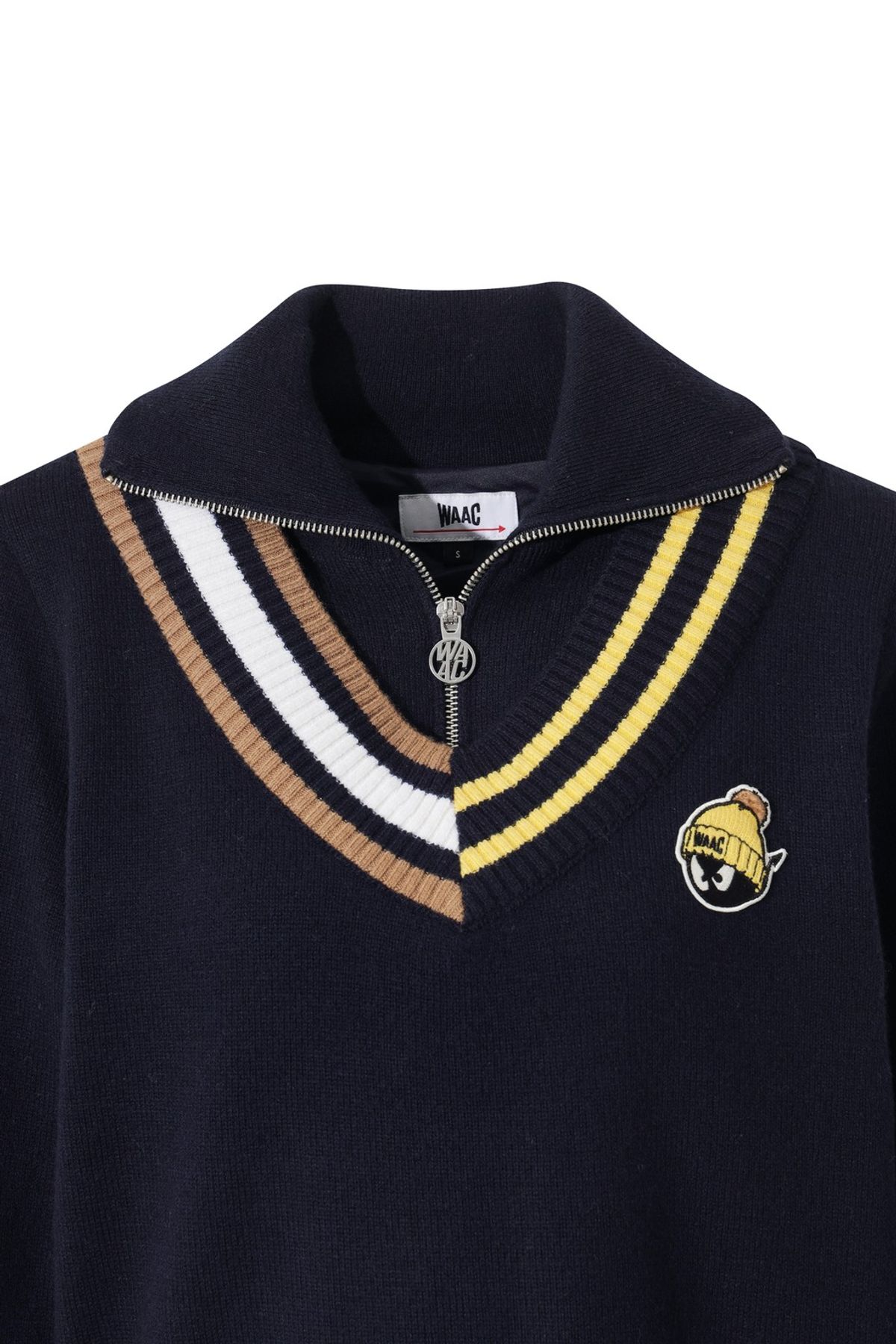 왁(WAAC) Women Asymmetrical Rib Quarter-Zip Sweater WWWAW25705NYD