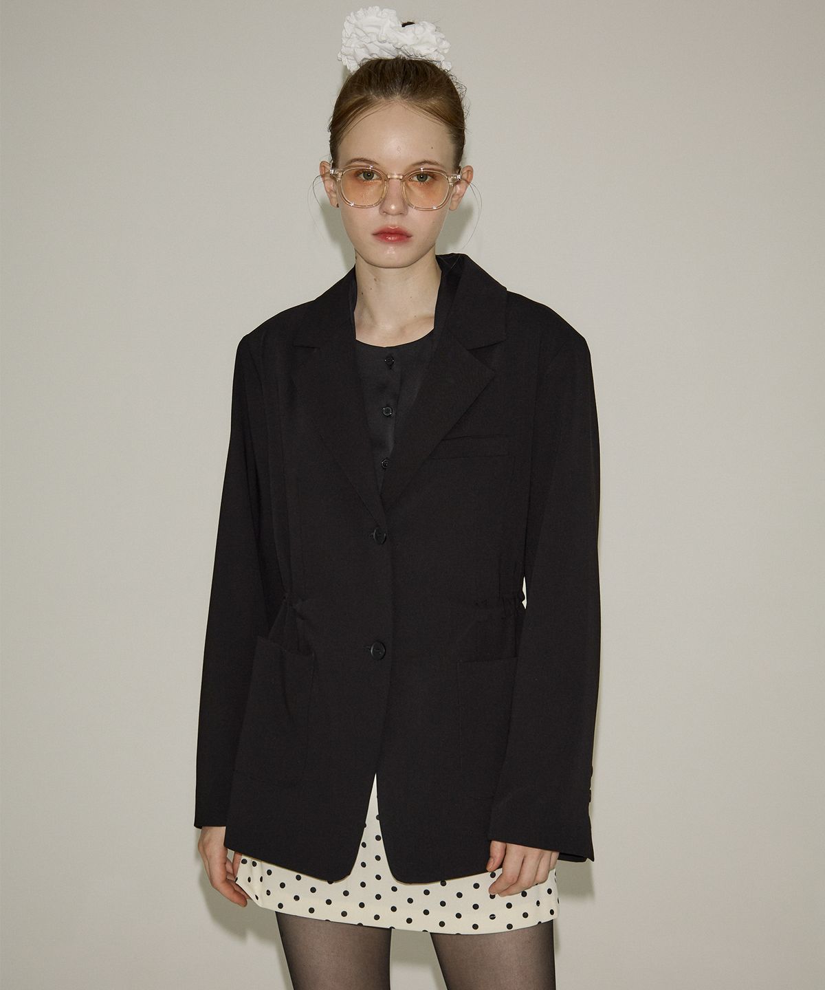 살롱 드 욘(SALON DE YOHN) Oversized String Jacket_ Black