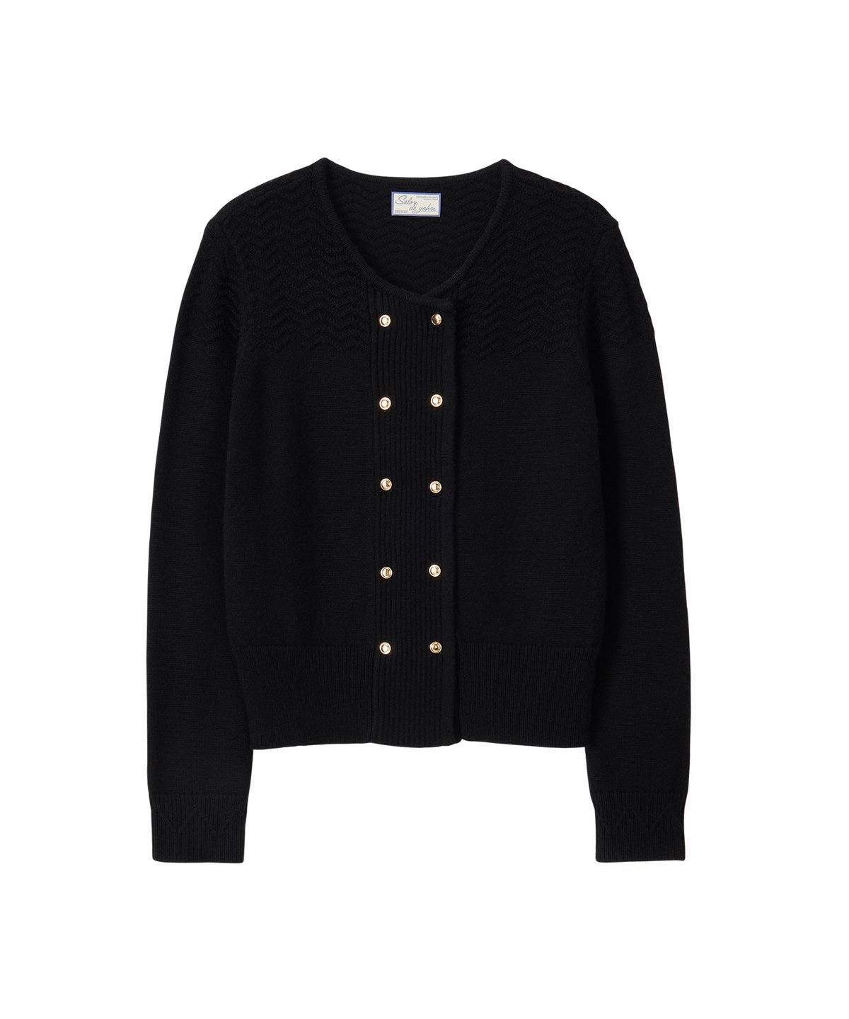 살롱 드 욘(SALON DE YOHN) Camille Double Button Cardigan_ Black