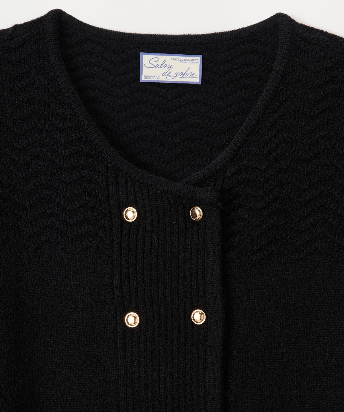 살롱 드 욘(SALON DE YOHN) Camille Double Button Cardigan_ Black