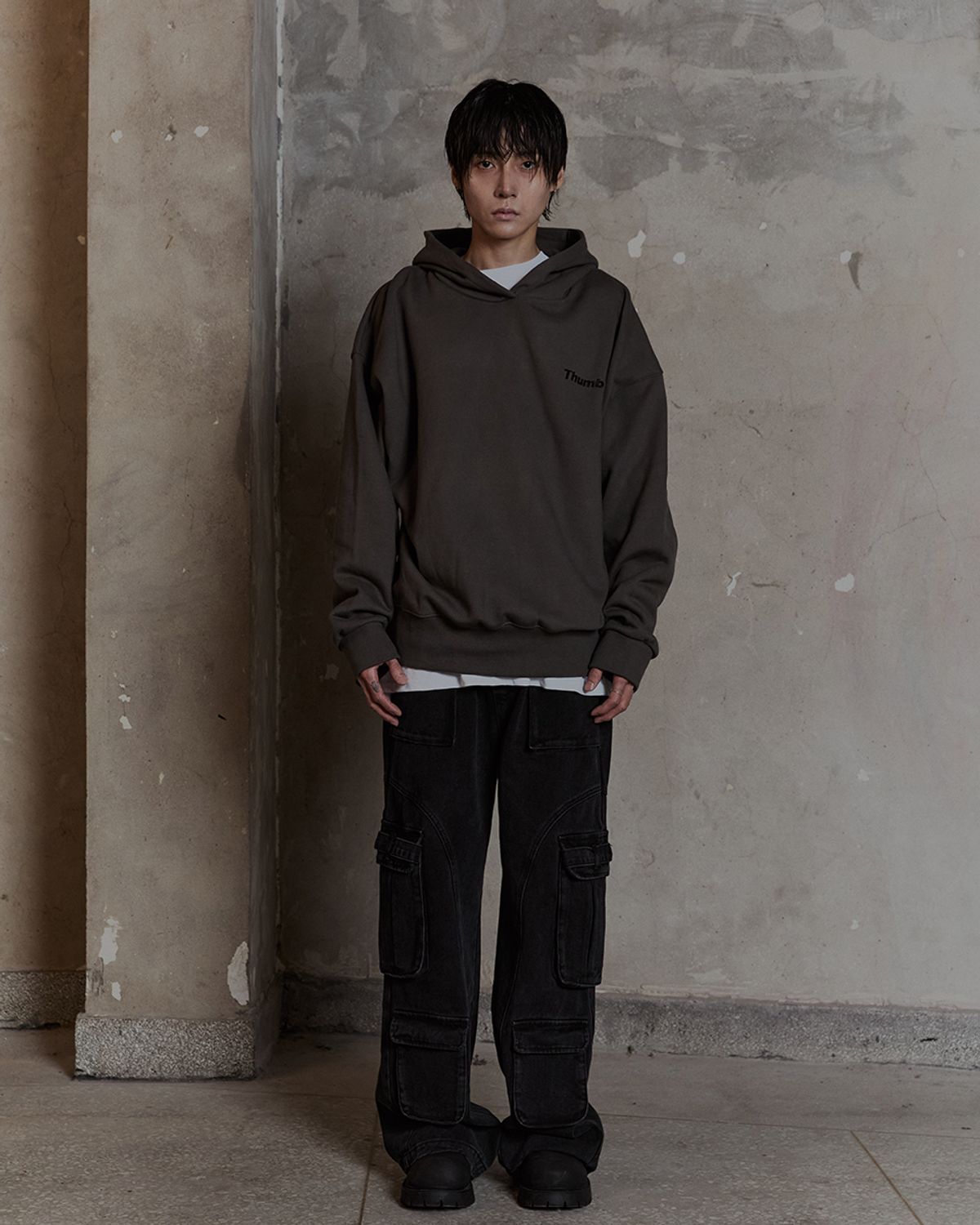 덤(THUMB) SHADOW FACED HOODIE