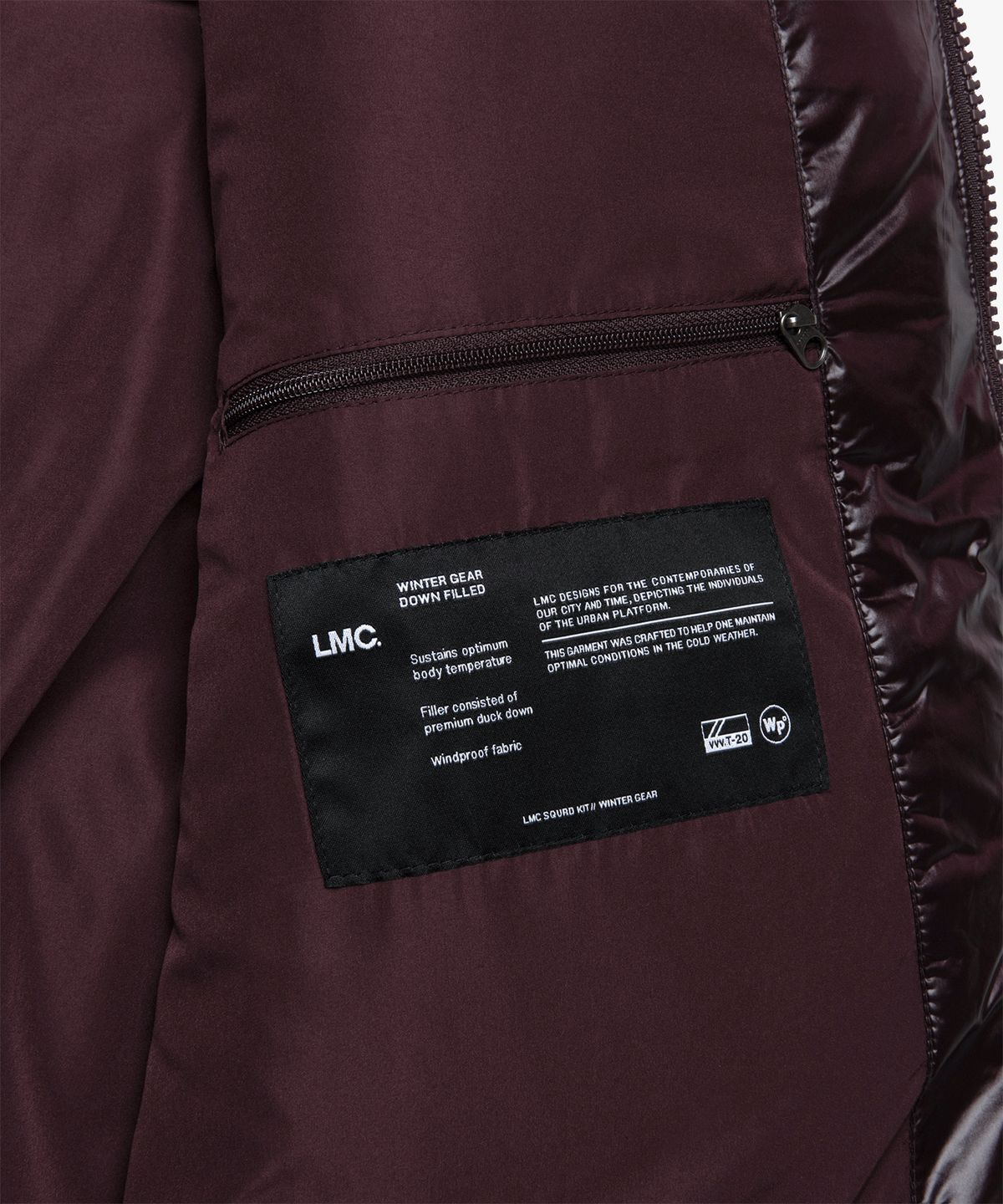 엘엠씨(LMC) OG GLOSSY PUFFER DUCK DOWN VEST burgundy
