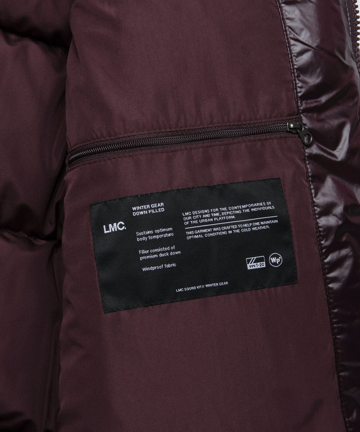엘엠씨(LMC) OG GLOSSY PUFFER DUCK DOWN PARKA burgundy