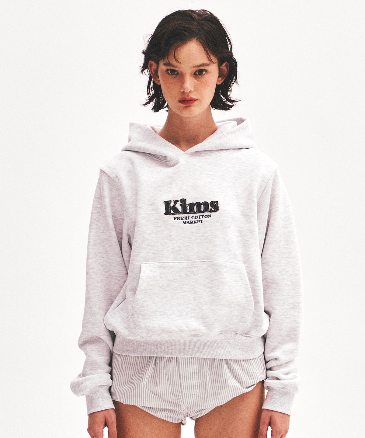 킴스 프레시 코튼 마켓(KIMS FRESH COTTON MARKET) Bam Denim App Hoodie Grey