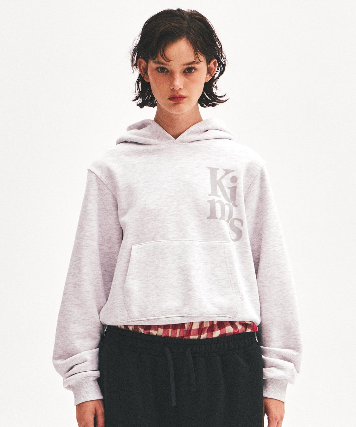 킴스 프레시 코튼 마켓(KIMS FRESH COTTON MARKET) (Unisex) Kims Vertical Logo Hoodie Grey