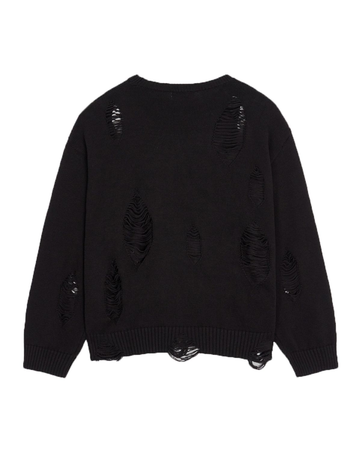 덤(THUMB) DESTROYED KNIT SWEATER (CHACOAL)/(BLACK)