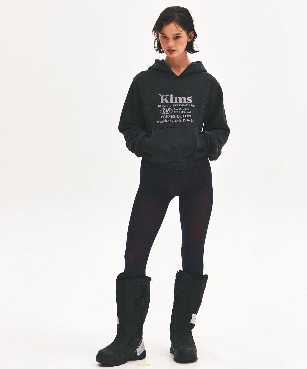 킴스 프레시 코튼 마켓(KIMS FRESH COTTON MARKET) (Unisex) Everyday Bam Logo Hoodie Charcoal