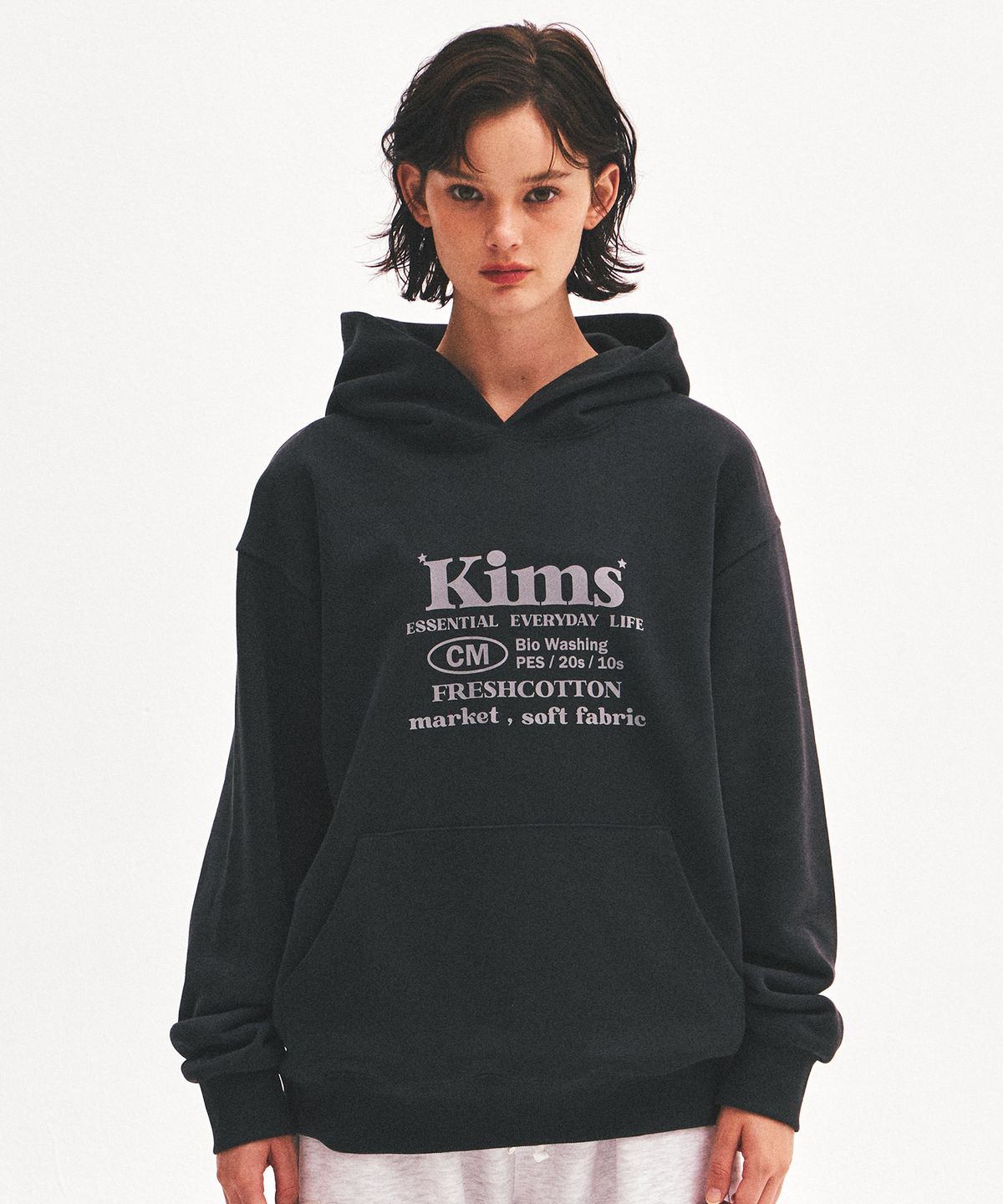 킴스 프레시 코튼 마켓(KIMS FRESH COTTON MARKET) (Unisex) Everyday Bam Logo Hoodie Charcoal