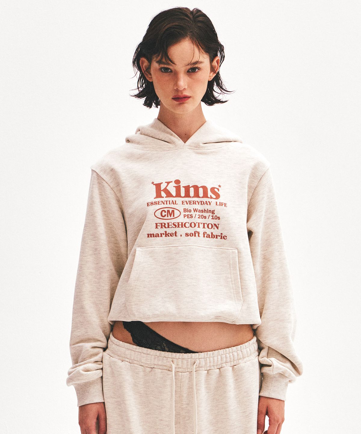킴스 프레시 코튼 마켓(KIMS FRESH COTTON MARKET) (Unisex) Everyday Bam Logo Hoodie Oatmeal