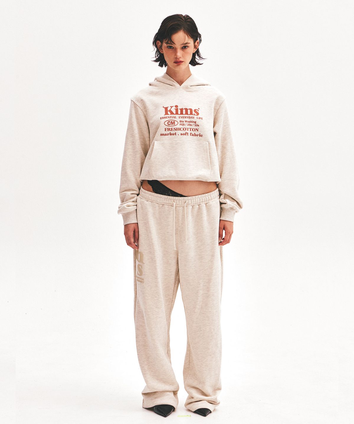 킴스 프레시 코튼 마켓(KIMS FRESH COTTON MARKET) (Unisex) Everyday Bam Logo Hoodie Oatmeal