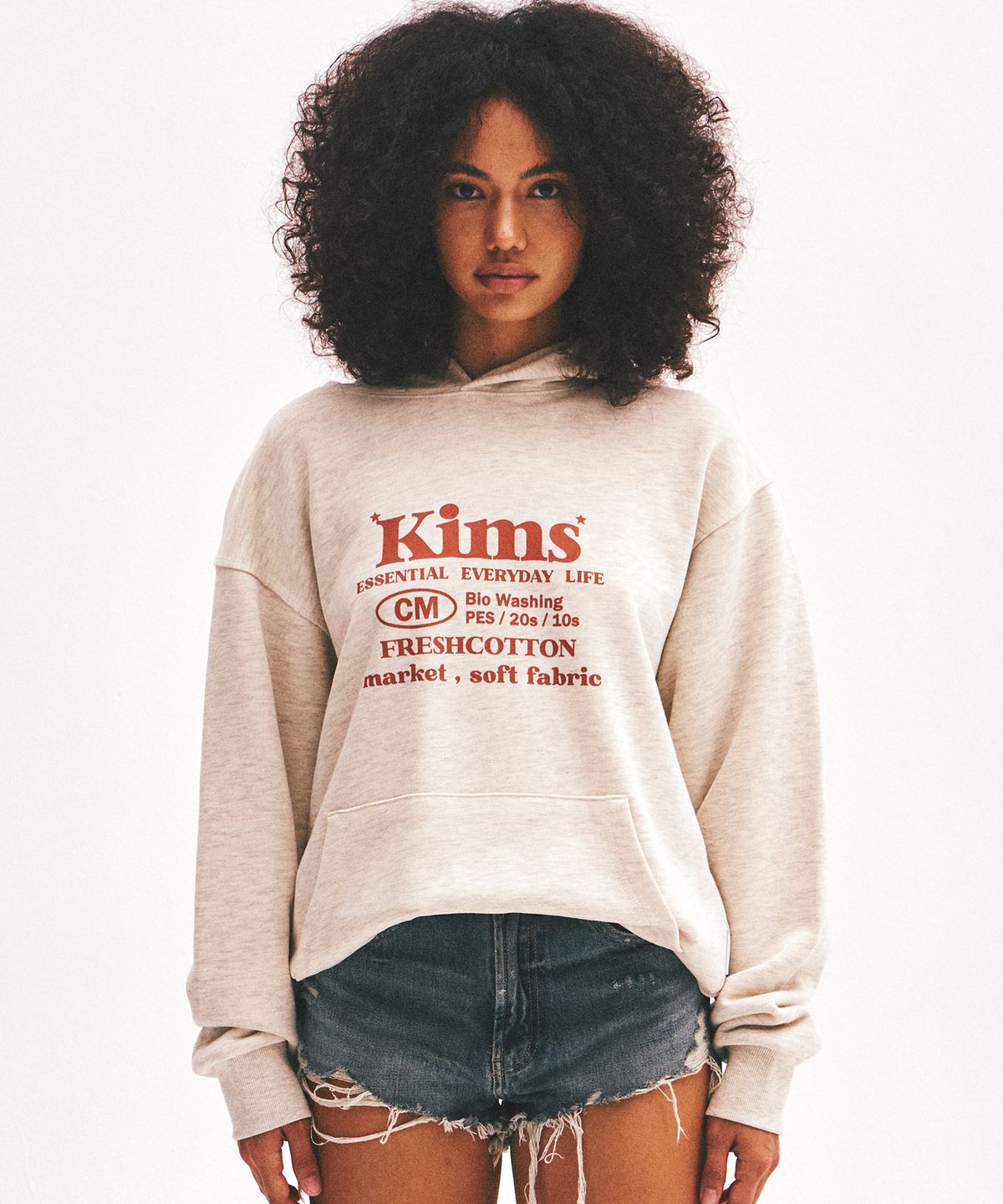 킴스 프레시 코튼 마켓(KIMS FRESH COTTON MARKET) (Unisex) Everyday Bam Logo Hoodie Oatmeal