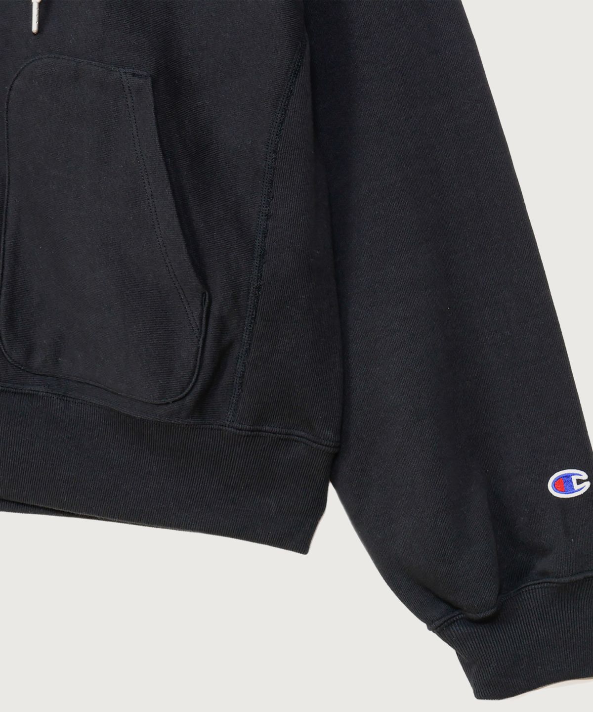 챔피온(CHAMPION) 여성 리버스위브 스몰 로고 루즈핏 후드 집업 Off Black