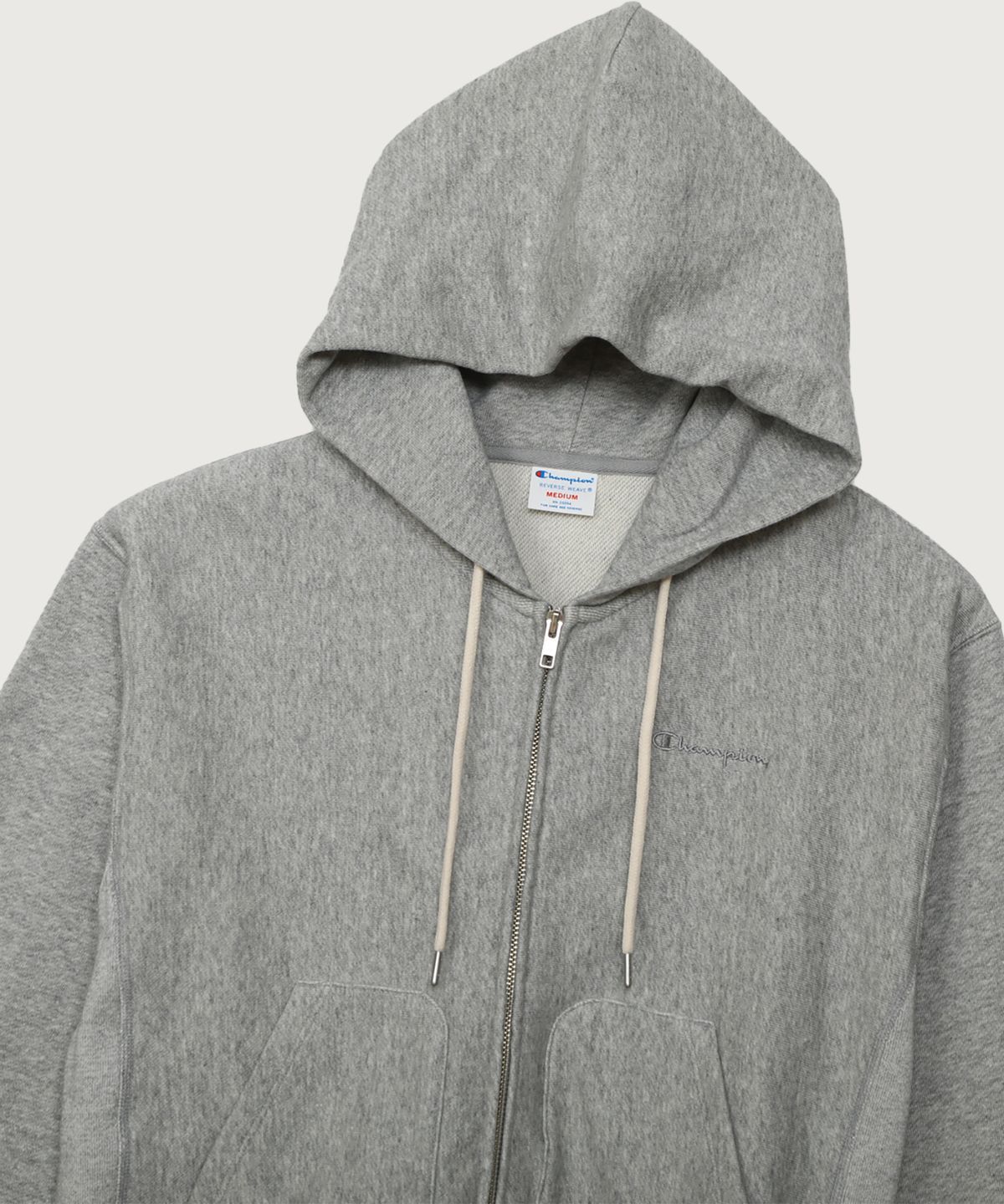 챔피온(CHAMPION) 여성 리버스위브 스몰 로고 루즈핏 후드 집업 Oxford Grey