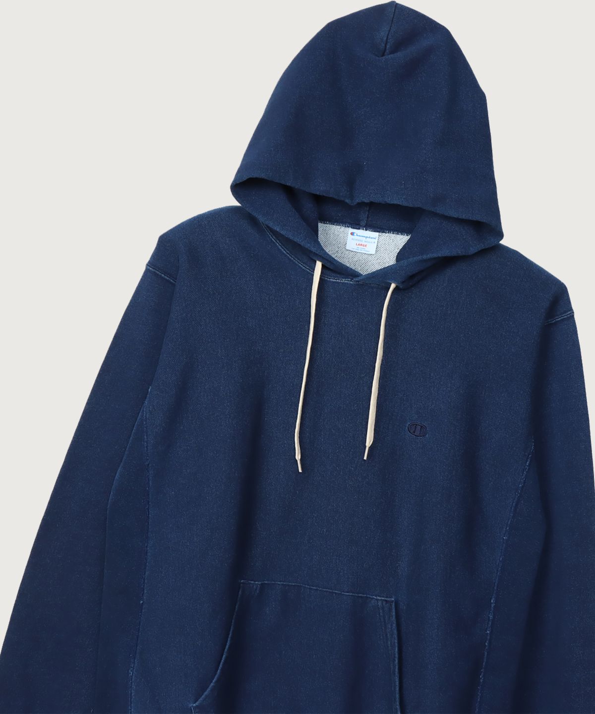 챔피온(CHAMPION) 리버스위브 루즈핏 스티치 후드 티셔츠 Indigo