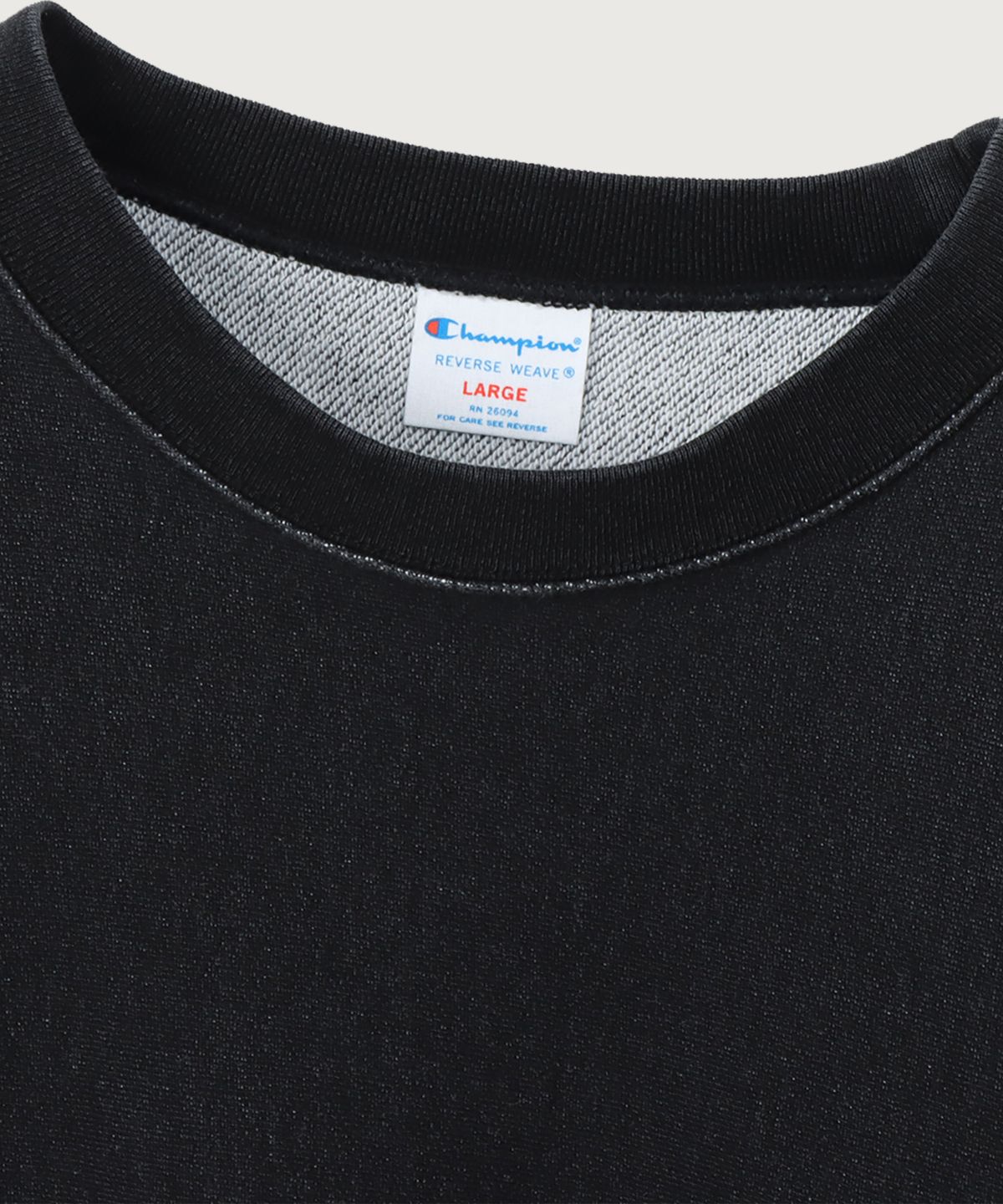 챔피온(CHAMPION) 리버스위브 루즈핏 스티치 크루넥 스웨트셔츠 Off Black