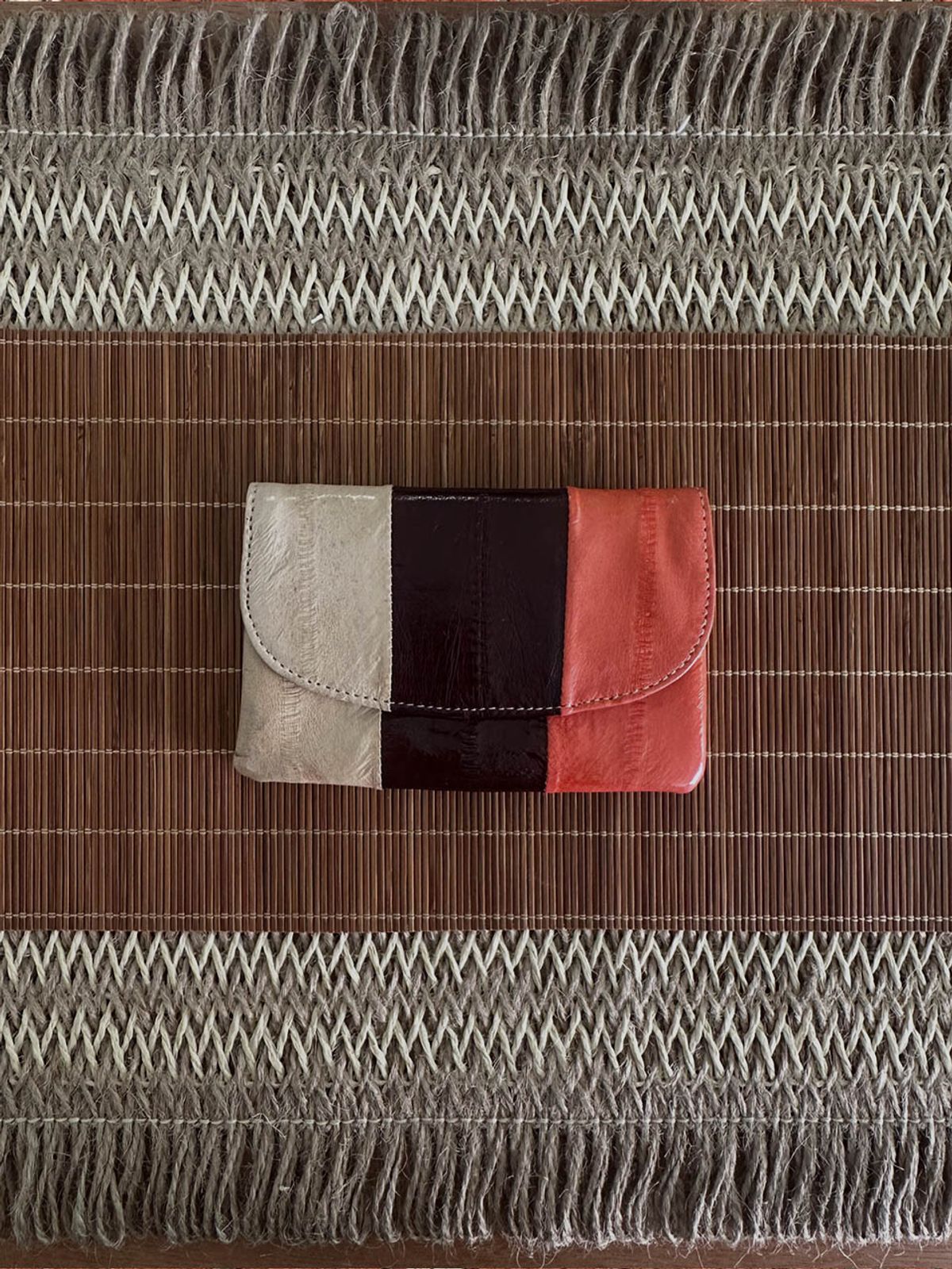 더블쿼츠(DOUBLE QUOTES) 심플카드 홀더 패치워크 (브라운)