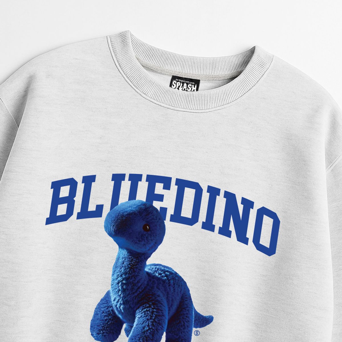 스플래시코드(SPLASHCODE) 헤비 크루넥 맨투맨 멜란지화이트 - 블루 디노(Blue Dino)