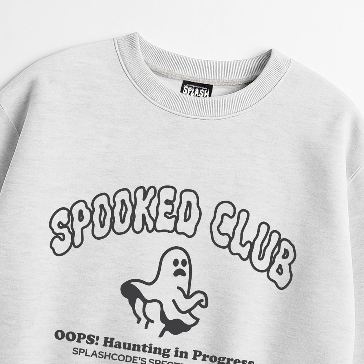 스플래시코드(SPLASHCODE) 헤비 크루넥 맨투맨 멜란지화이트 - 웁씨 고스트(Oopsy Ghost)
