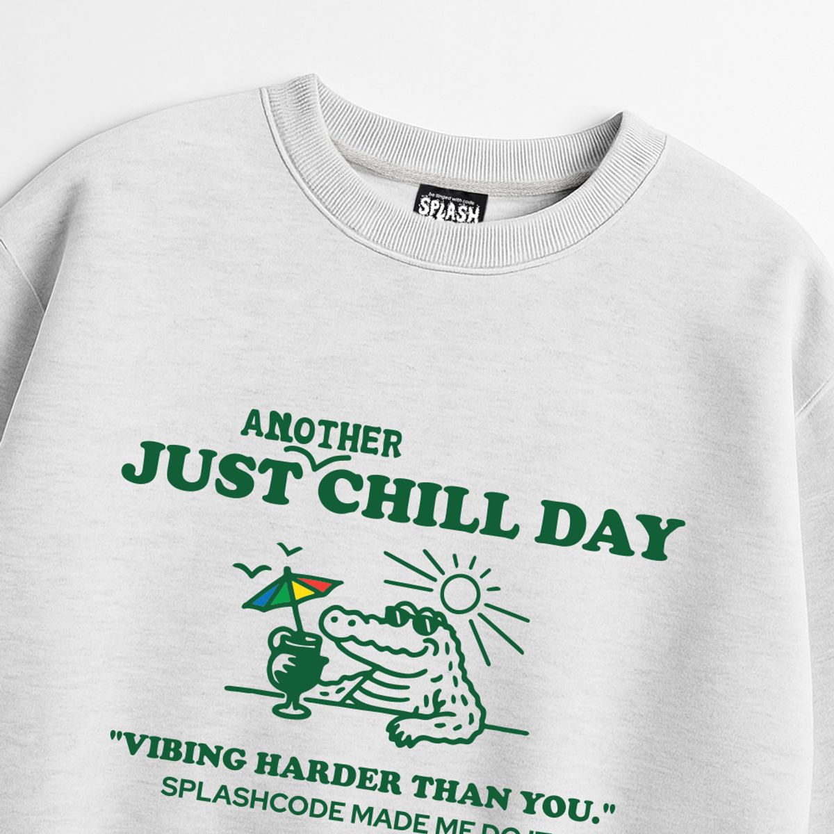 스플래시코드(SPLASHCODE) 헤비 크루넥 맨투맨 멜란지화이트 - 저스트 칠 데이(Just Chill Day)