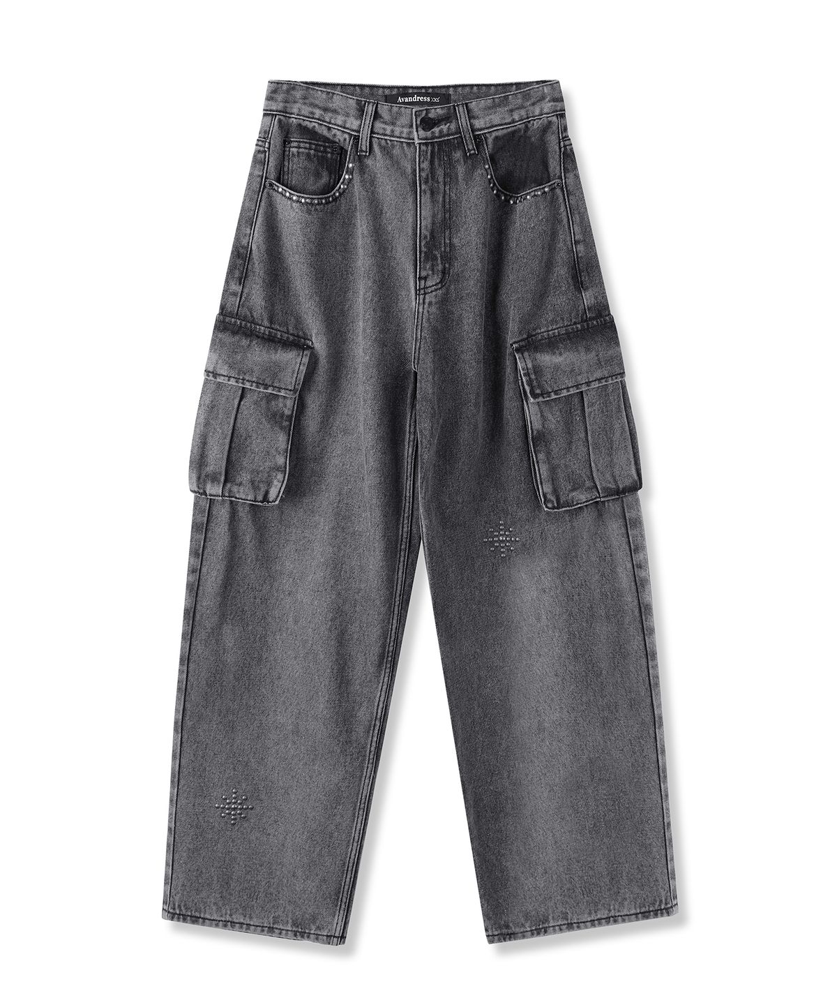 어반드레스(AVANDRESS) Spike Cargo Denim Pants BLACK
