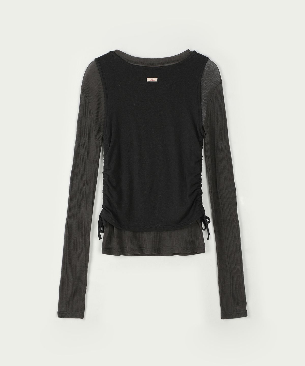 아위(AHWE) LAYERED WOOL BLENDED TENCEL T-SHIRT_CHARCOAL