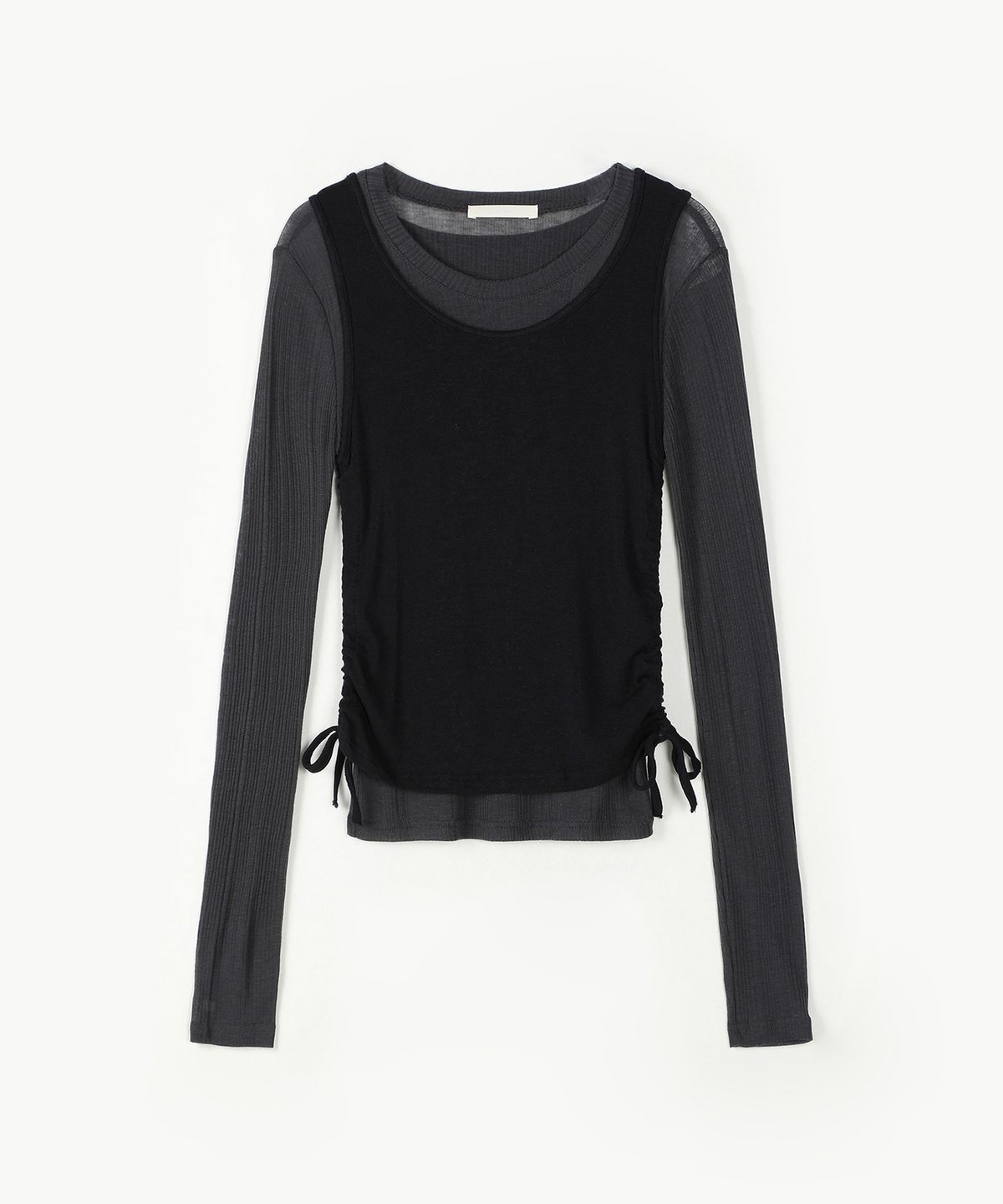 아위(AHWE) LAYERED WOOL BLENDED TENCEL T-SHIRT_D NAVY