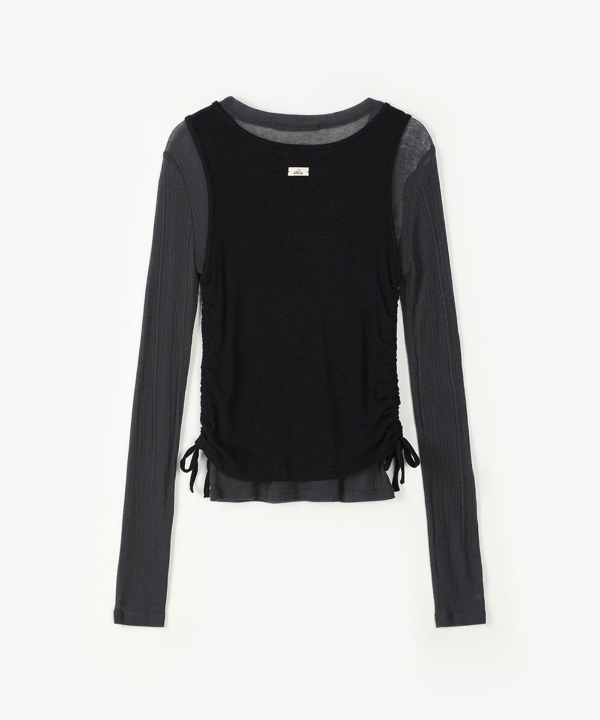 아위(AHWE) LAYERED WOOL BLENDED TENCEL T-SHIRT_D NAVY
