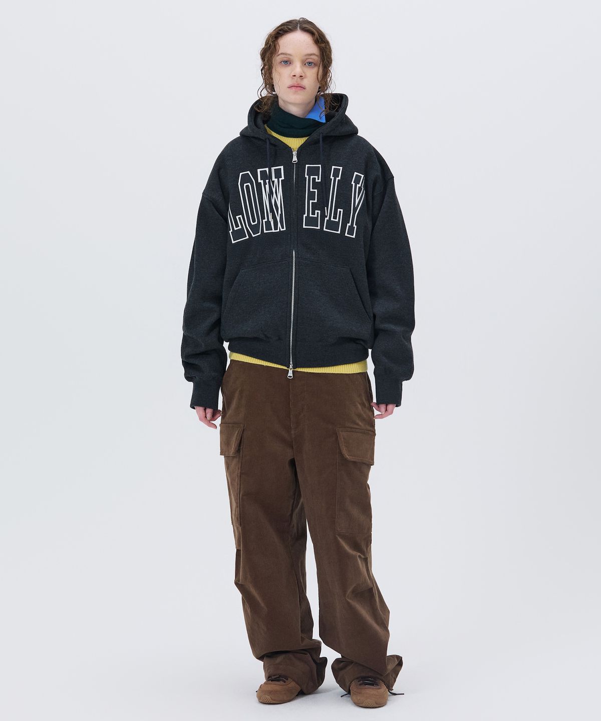 노앙(NOHANT) LONELY/LOVELY FLUFF HOODIE ZIP-UP CHARCOAL