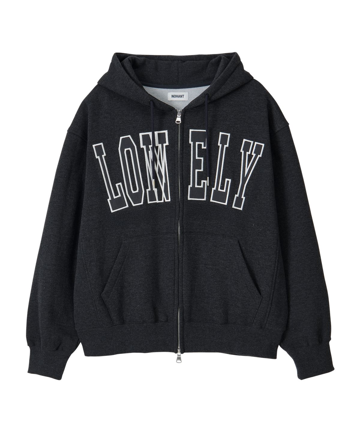 노앙(NOHANT) LONELY/LOVELY FLUFF HOODIE ZIP-UP CHARCOAL