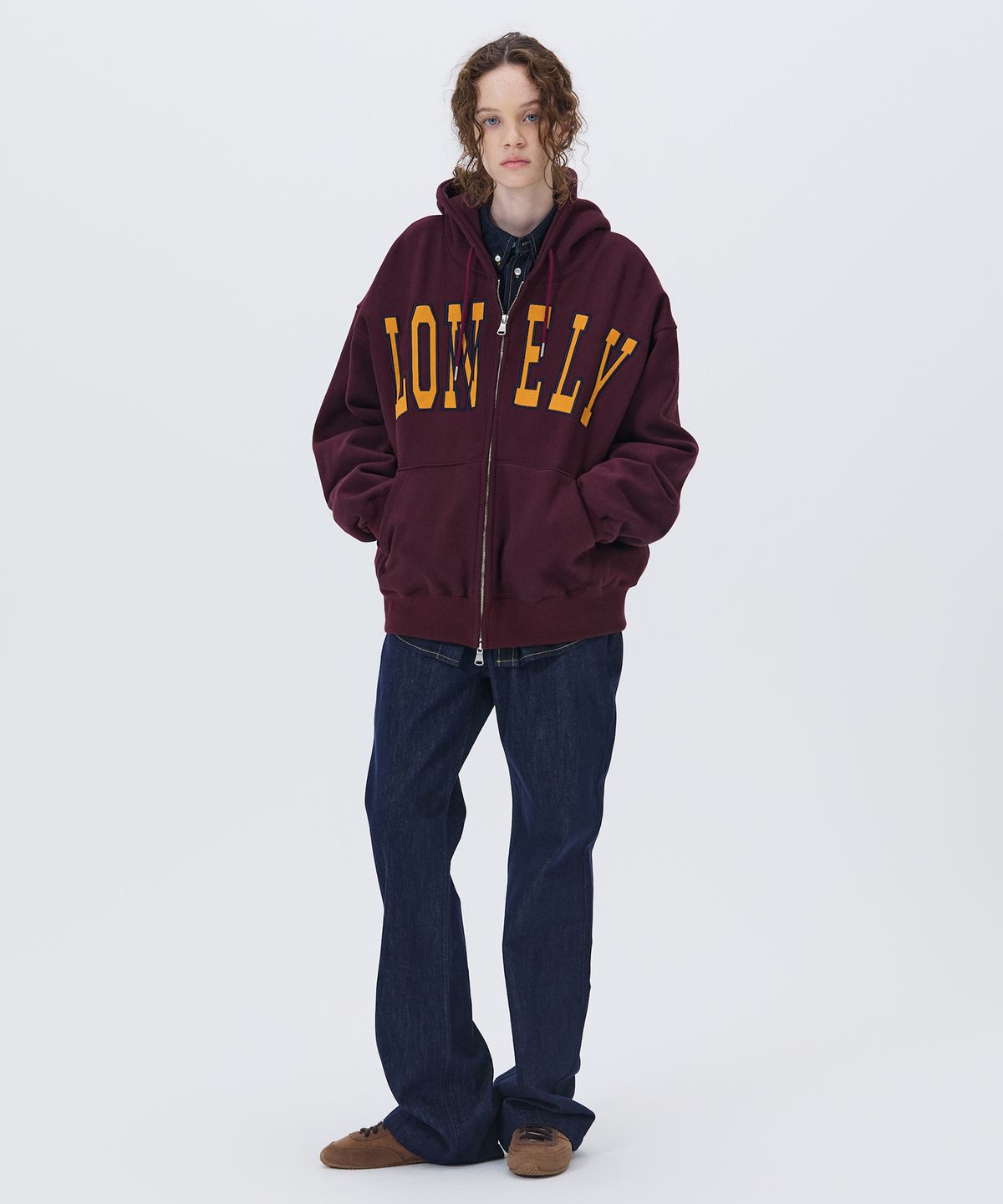 노앙(NOHANT) LONELY/LOVELY FLUFF HOODIE ZIP-UP BURGUNDY