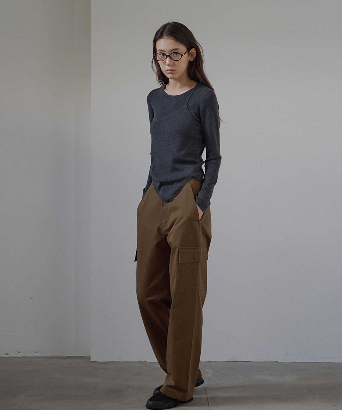 벗튼(BUT'TON) Cargo Pocket Wide Pants (Khaki Brown)