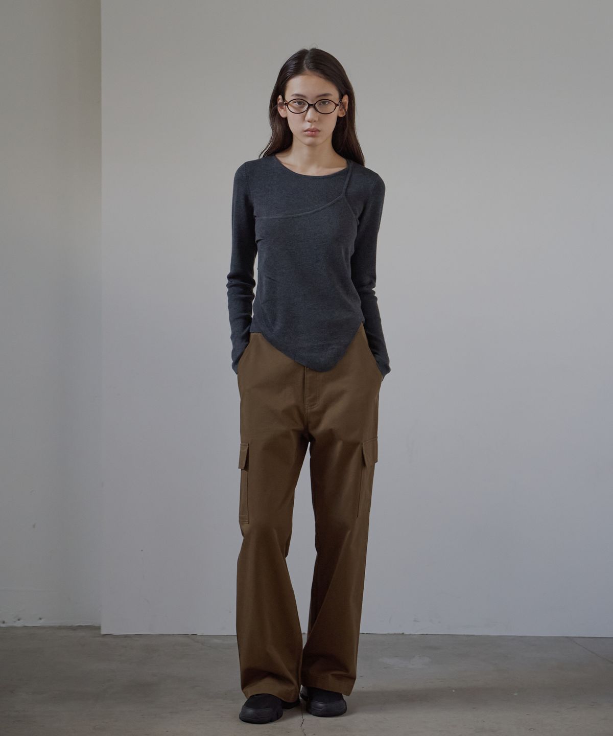 벗튼(BUT'TON) Cargo Pocket Wide Pants (Khaki Brown)