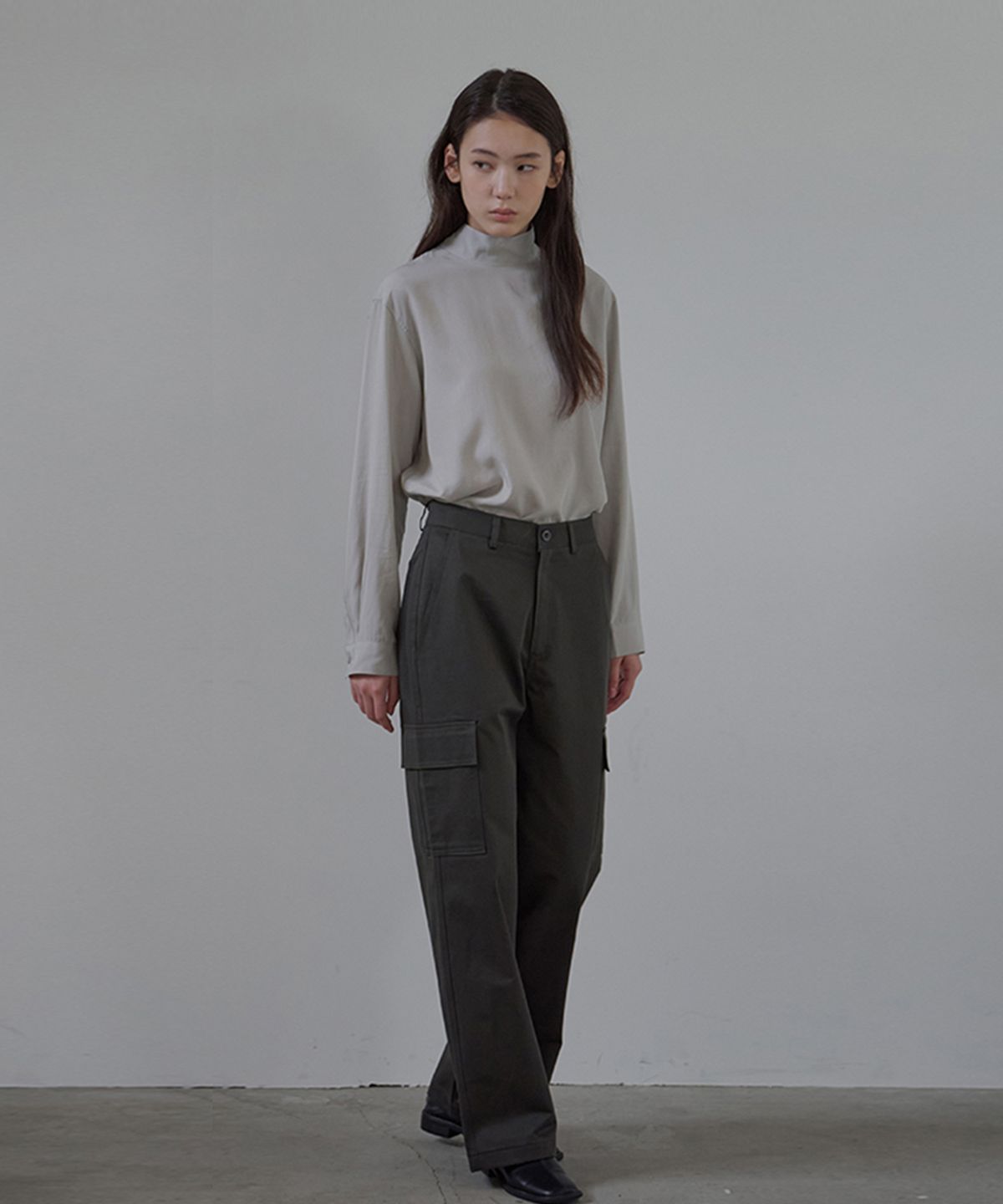 벗튼(BUT'TON) Cargo Pocket Wide Pants (Charcoal)